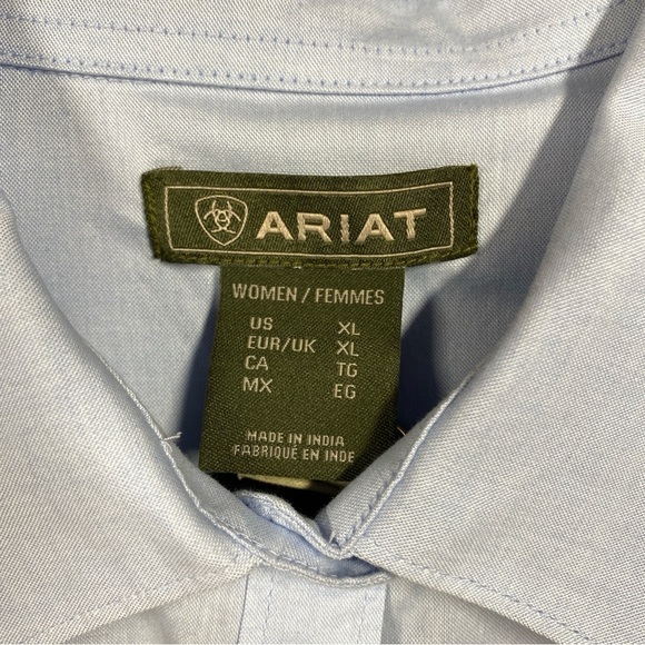NEW Ariat Tomales Long Sleeve Shirt Womens Size XL Powder Blue Button Up - Picture 8 of 11